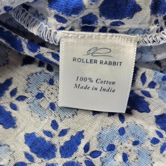 Roller Rabbit Lilian Lucy Top Size Womwn's Small Blue White Blouse - Picture 7 of 12